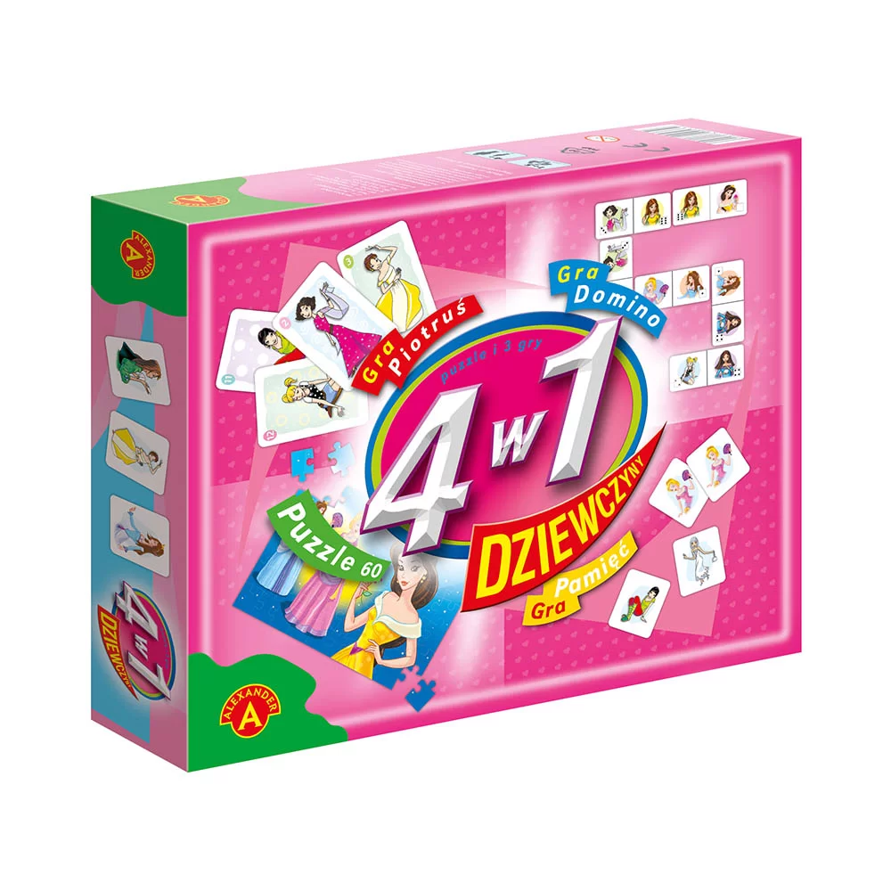 4 w 1 - Dziewczyny (Alexander) - zestaw gier i puzzli