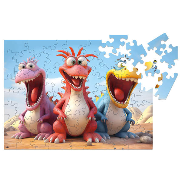 Drewniane puzzle Milliwood Dream Team - Przyjazne dinozaury, 50 elementów