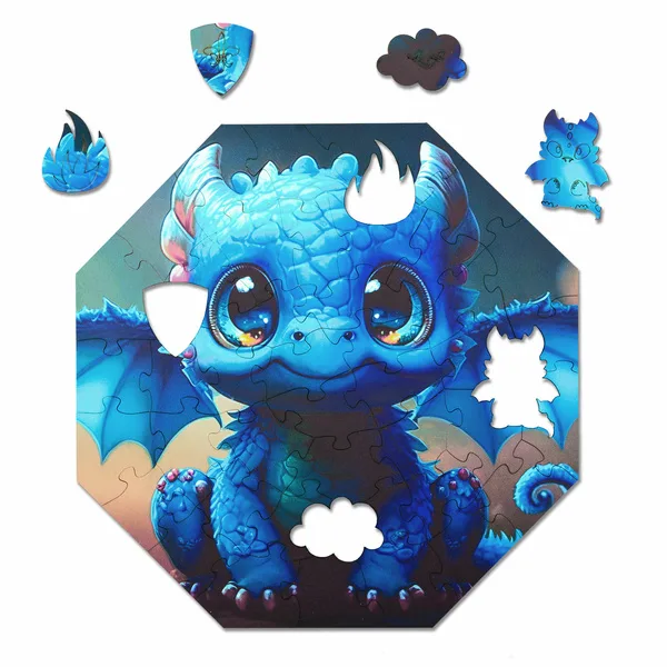 Drewniane puzzle Hi, I’m little - Smok Diego (46 el.) MilliWOOD