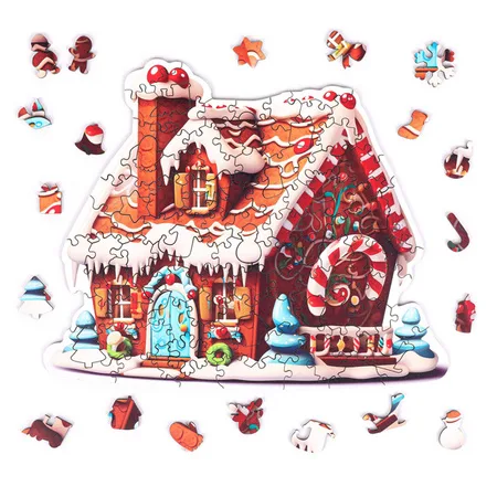 Puzzle drewniane Christmas - Domek z piernika MilliWOOD (100 el.)