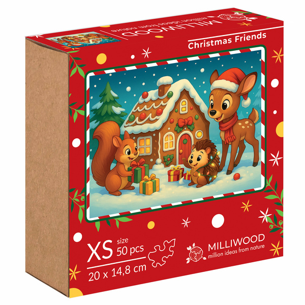 Puzzle drewniane Christmas - Świąteczni przyjaciele, 50 el.