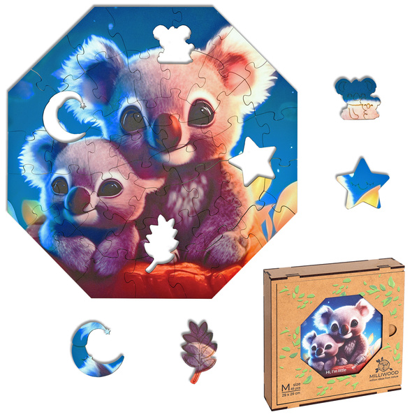 Hi, I’m little - Koala Kylo z mamą | Puzzle drewniane Milliwood 46 el.