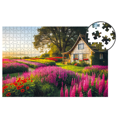 Puzzle drewniane Landscapes - Wrzosowa Chata, 580 el.