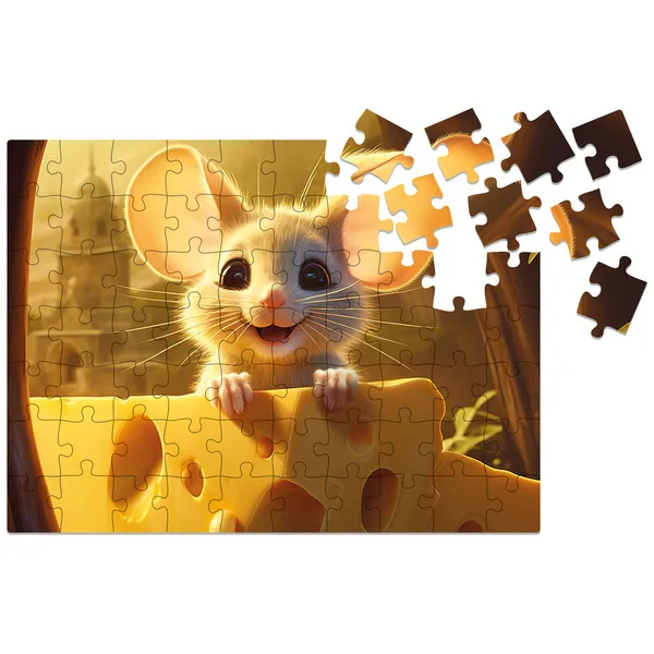 Puzzle drewniane Yippee Cutie - Myszka, 70 elementów