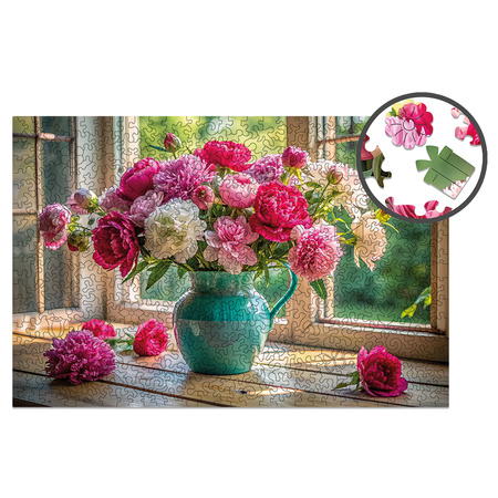Puzzle Drewniane Milliwood - Celebrating - Kwitnące okno 500 el. 51x34 cm