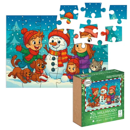 Happy Snowman - puzzle klasyczne 30 elementów, Milliwood