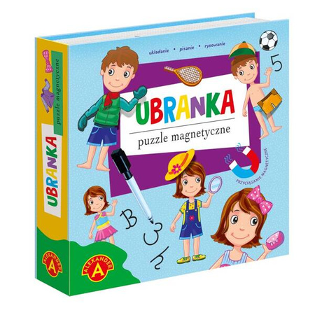 Puzzle magnetyczne Ubranka - skrzyneczka z planszą i pisakiem