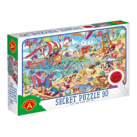 Puzzle obserwacyjne z lupą - Plaża, 90 elementów, Alexander
