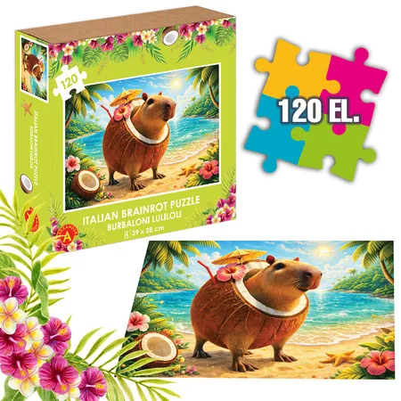 Puzzle tradycyjne Alexander Brainrot - Kapibara w Kokosie Burbaloni