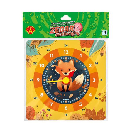 Zegar edukacyjny Lisek - zegar do nauki godzin (Alexander)