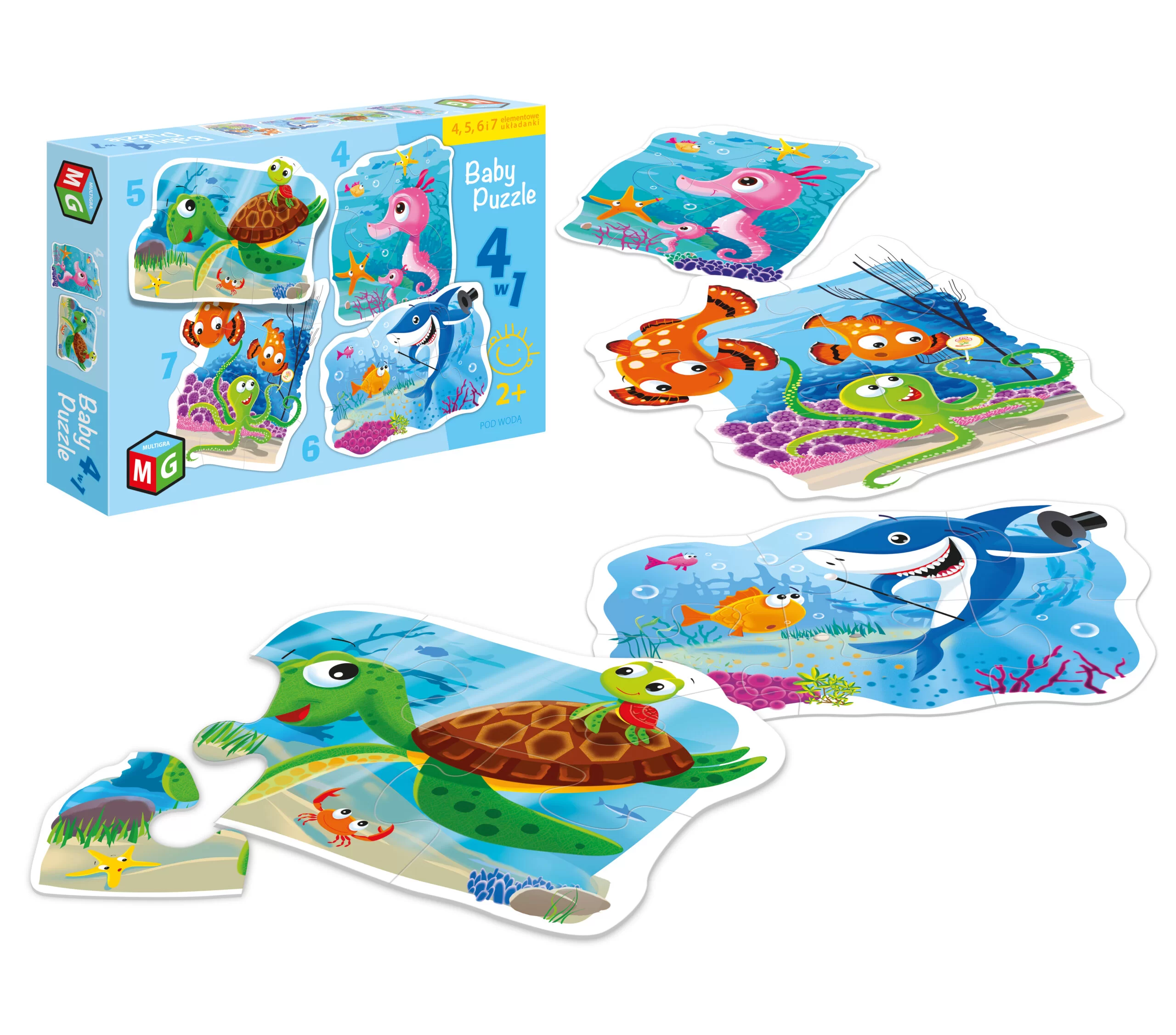 Baby Puzzle „Pod wodą” - układanki dla dzieci Multigra (22 elementy)