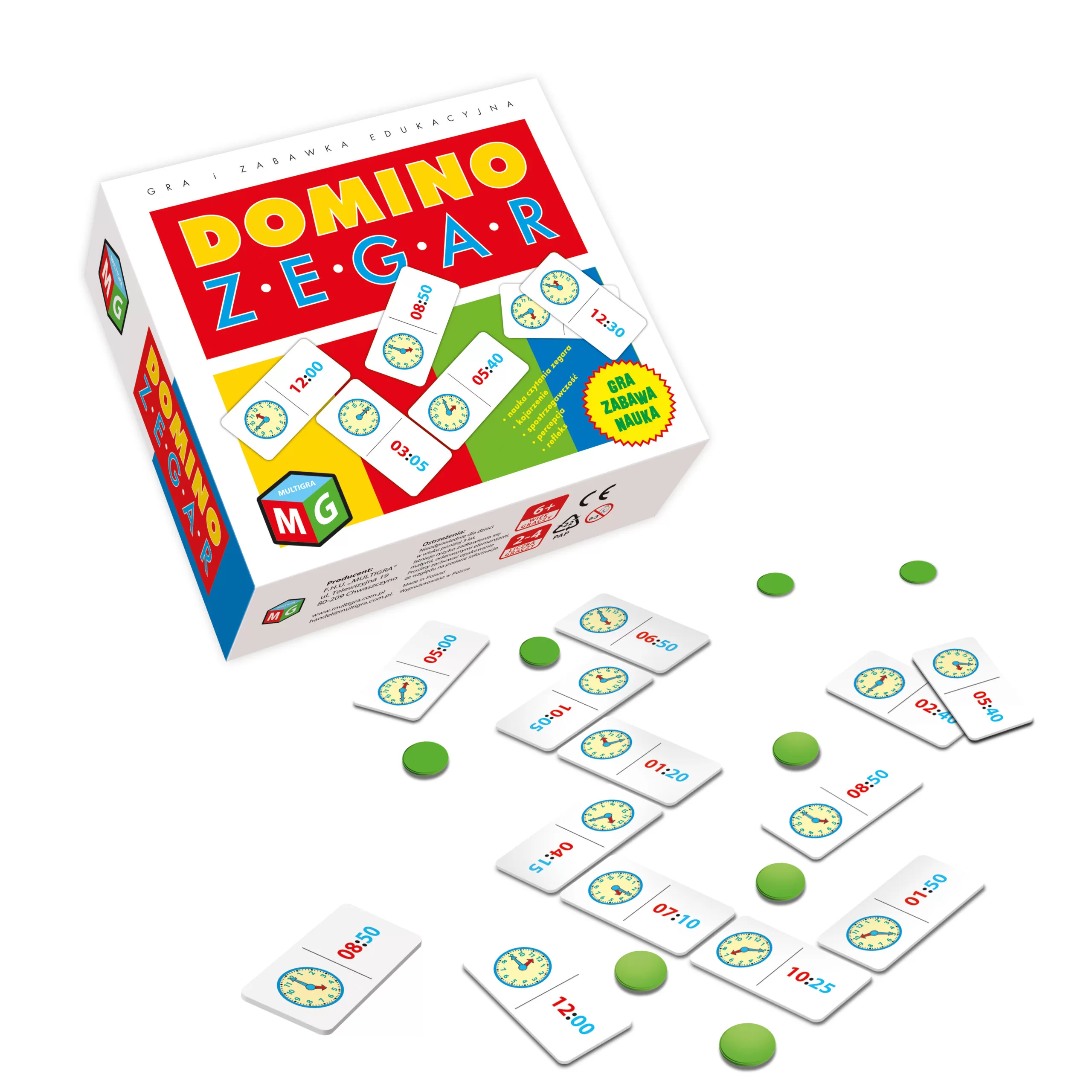 Domino Zegar Multigra - gra edukacyjna do nauki odczytu czasu