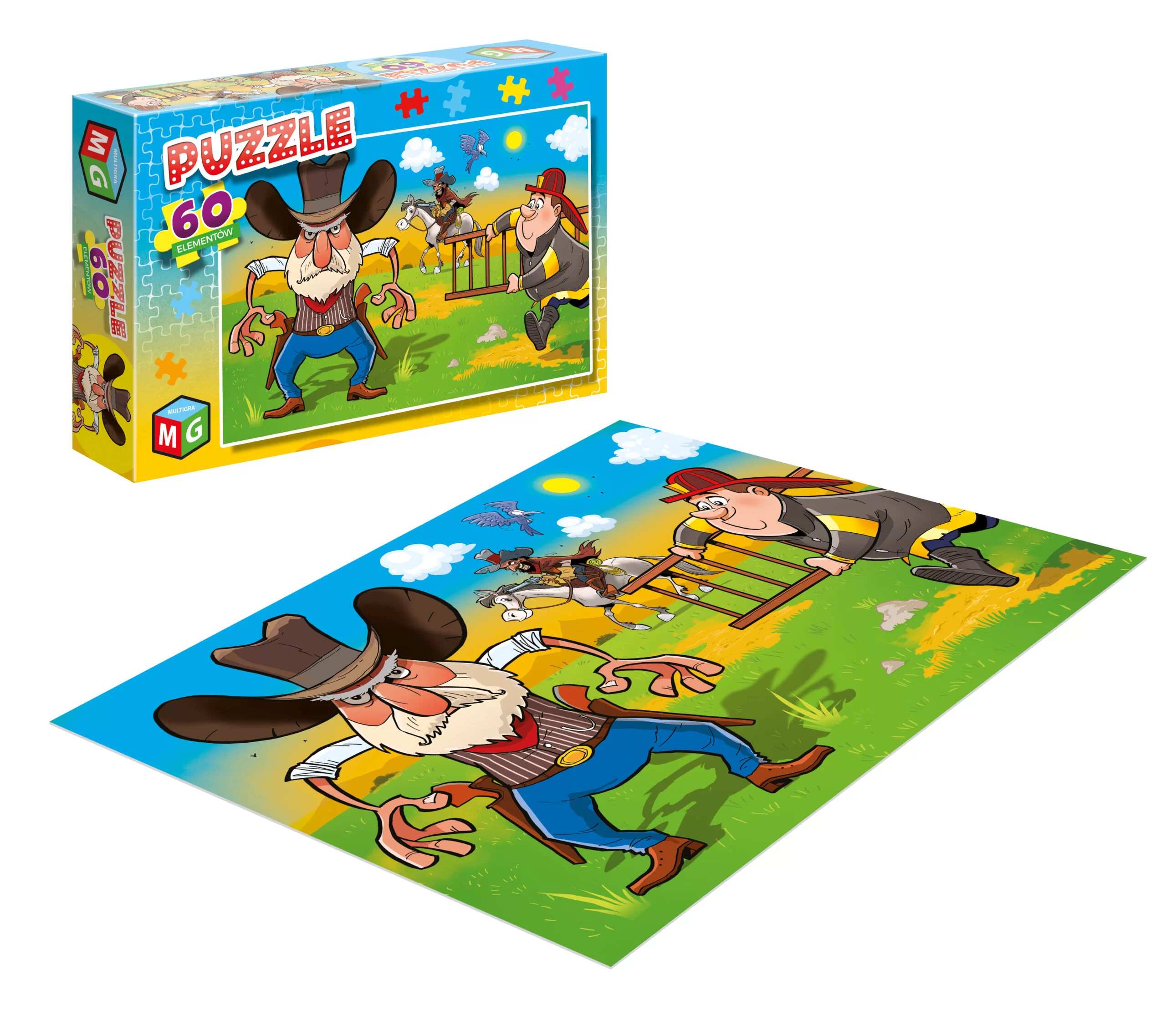 Kowboje i strażacy - puzzle 60 elementów (Multigra)