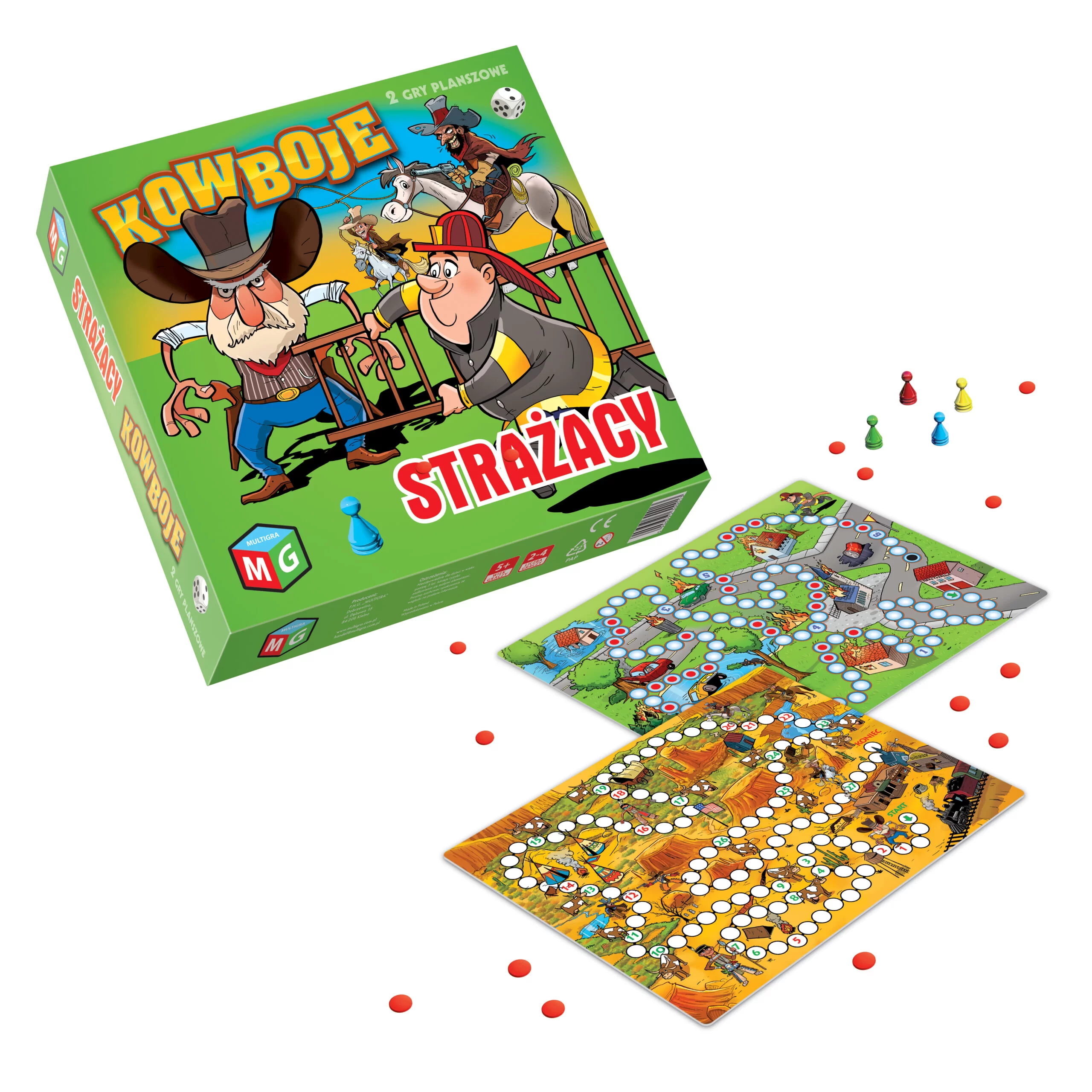 Kowboje / Strażacy - Multigra | Zestaw 2 gier planszowych
