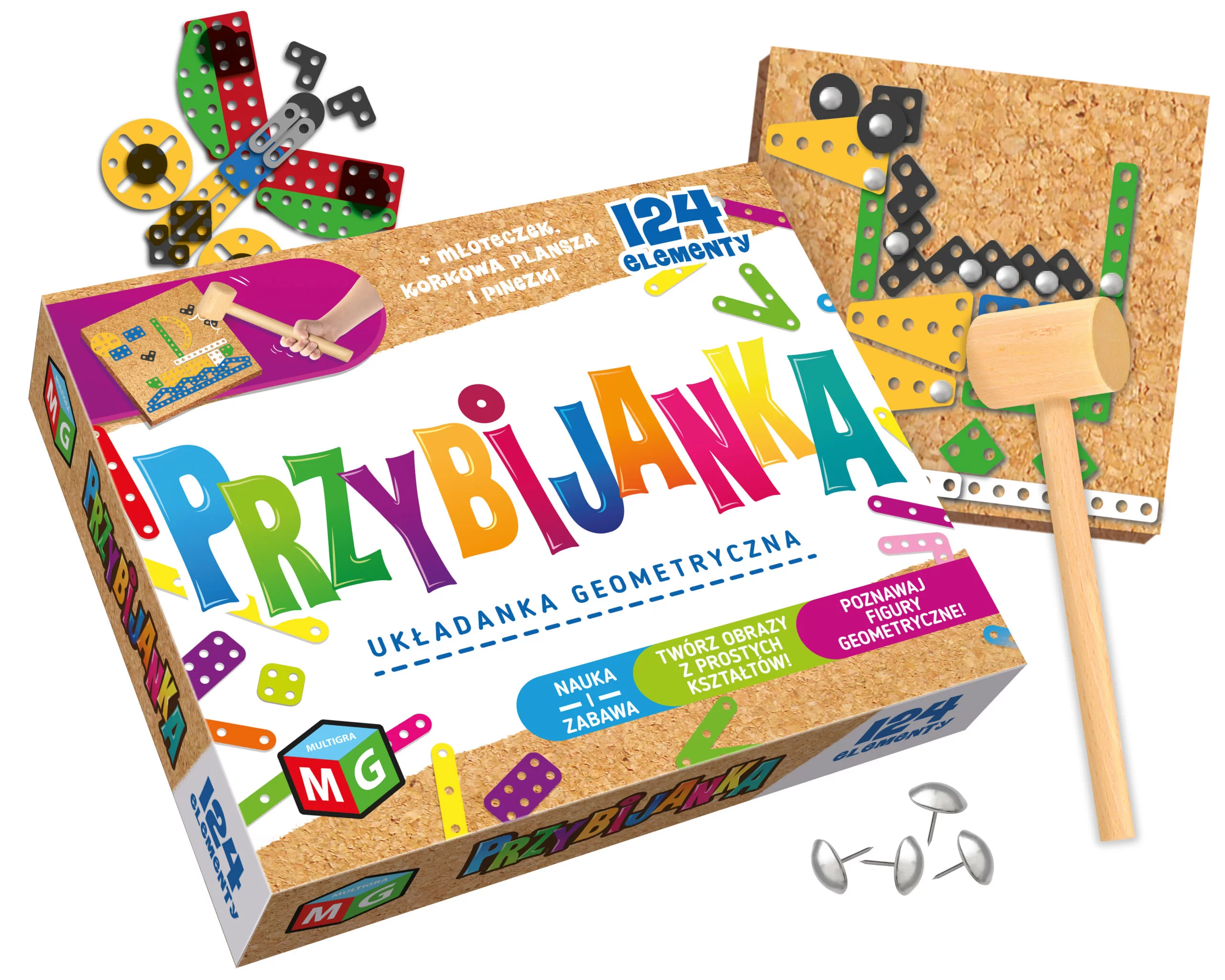 Przybijanka Multigra - kreatywna zabawka edukacyjna (125 elementów)