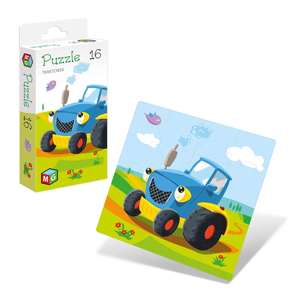 Puzzle Traktor 16 elementów - Multigra, obrazek 22,5×22,5 cm