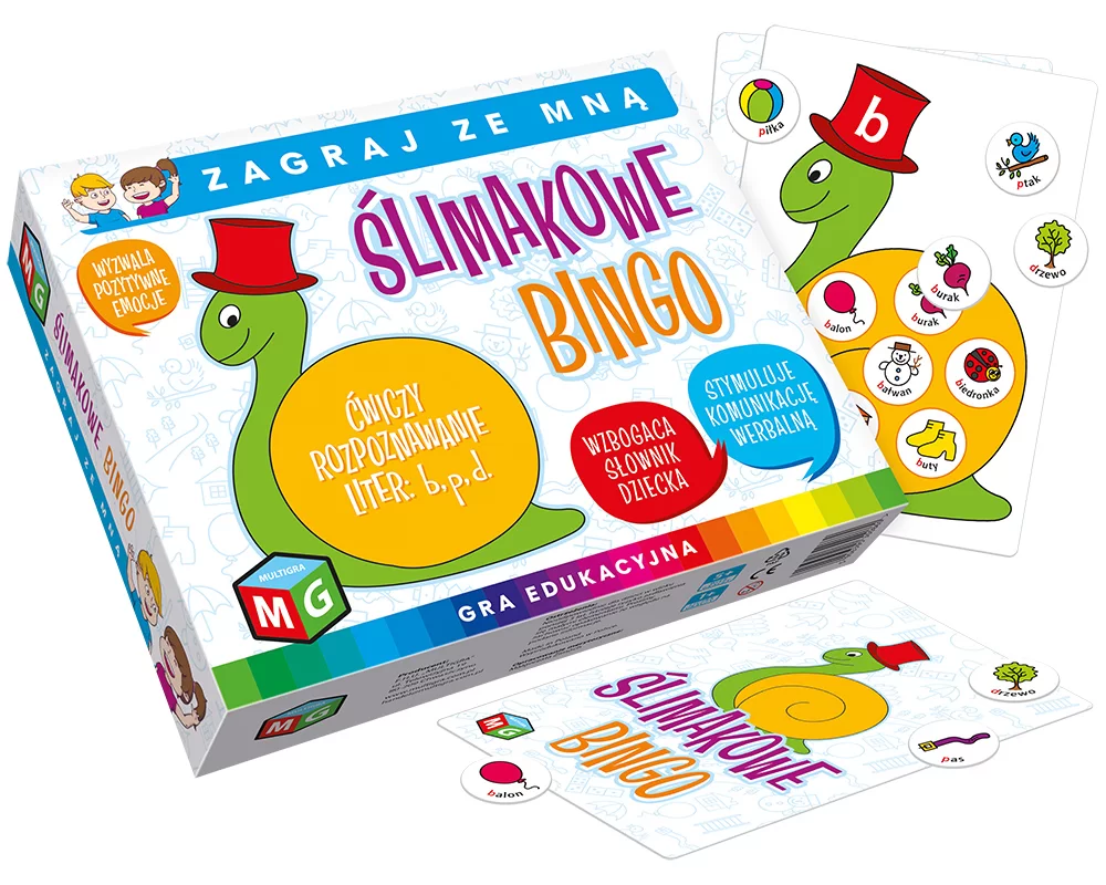Ślimakowe Bingo - gra edukacyjna Multigra (litery b, p, d)