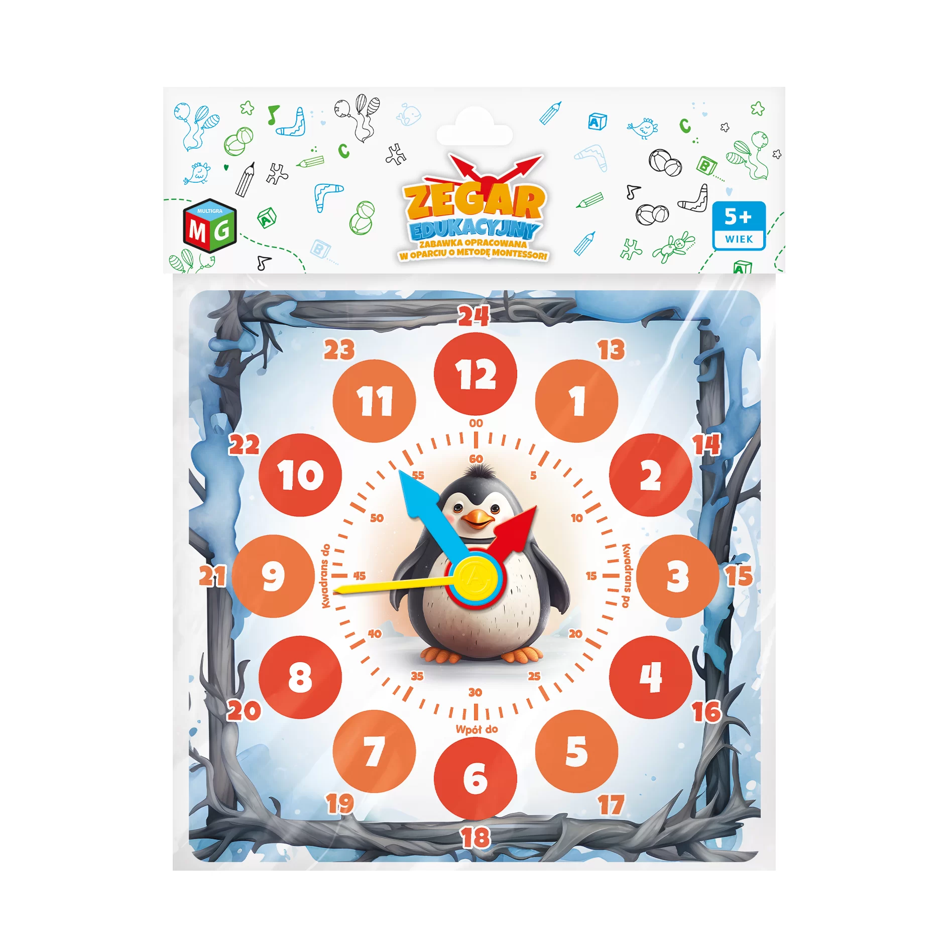 Zegar edukacyjny Pingwin - Multigra