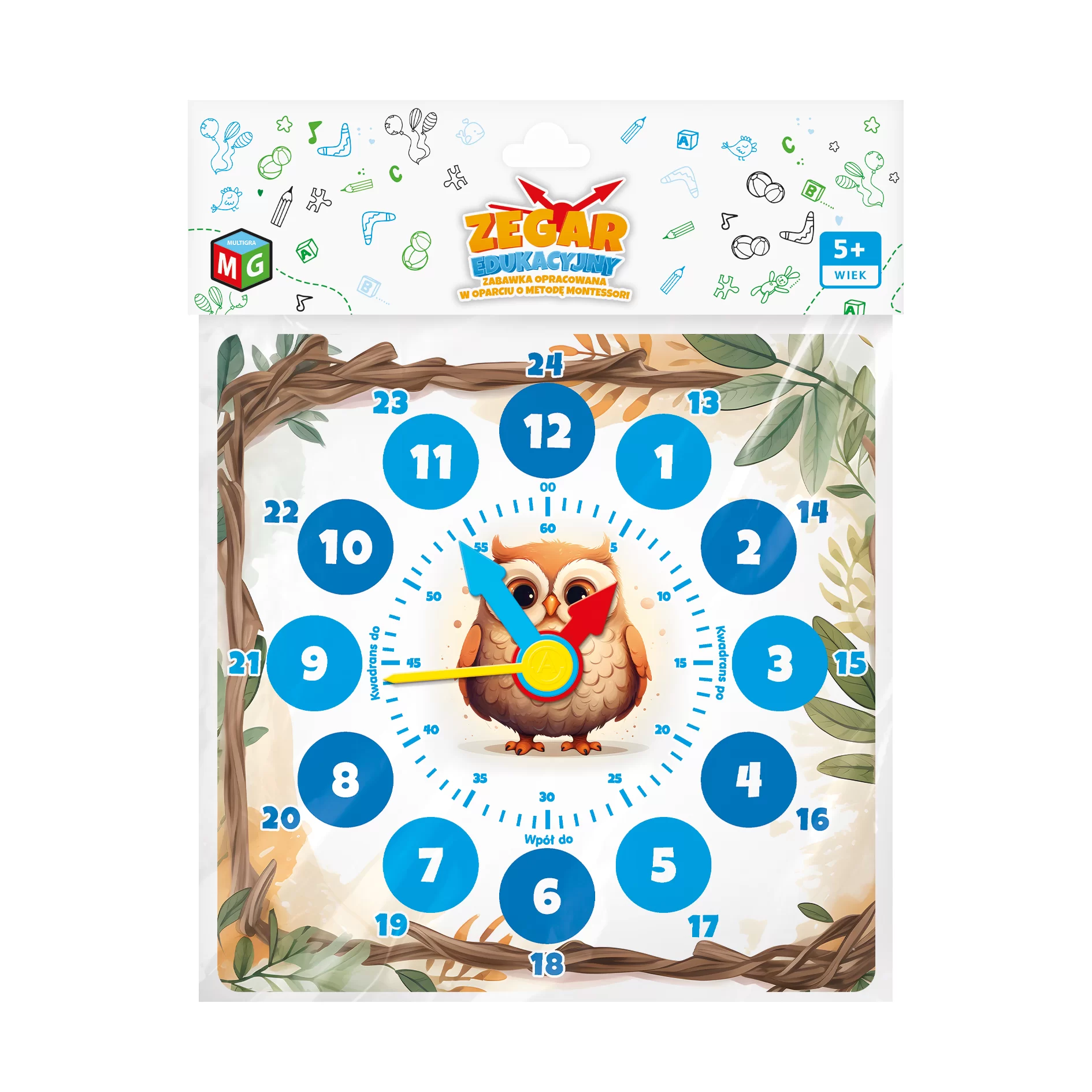 Zegar edukacyjny - Sowa - Multigra