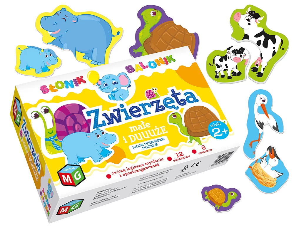 Zwierzęta małe i duże - Puzzle - Multigra - gry dla każdego