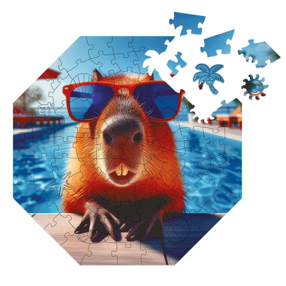 Puzzle drewniane Funnymals - Kapibara Swimpybara, 90 el. (Alexander)